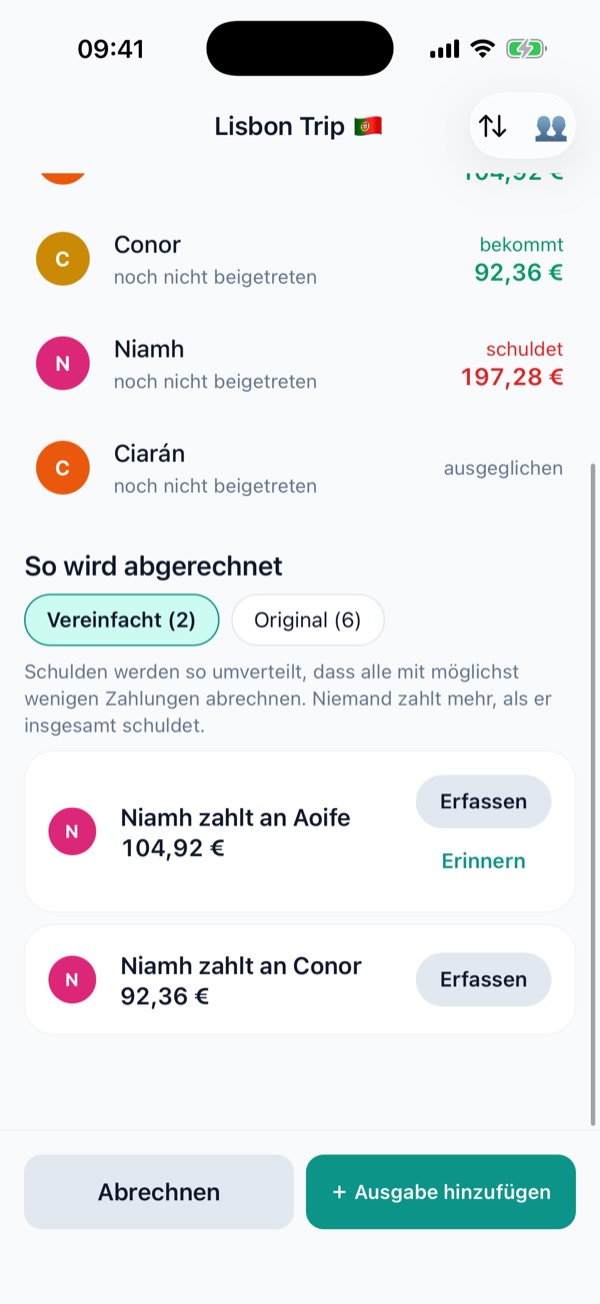 Vereinfachter Abrechnungsplan