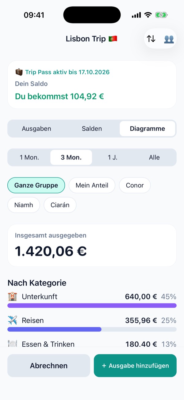 Diagramm der Ausgaben nach Kategorie
