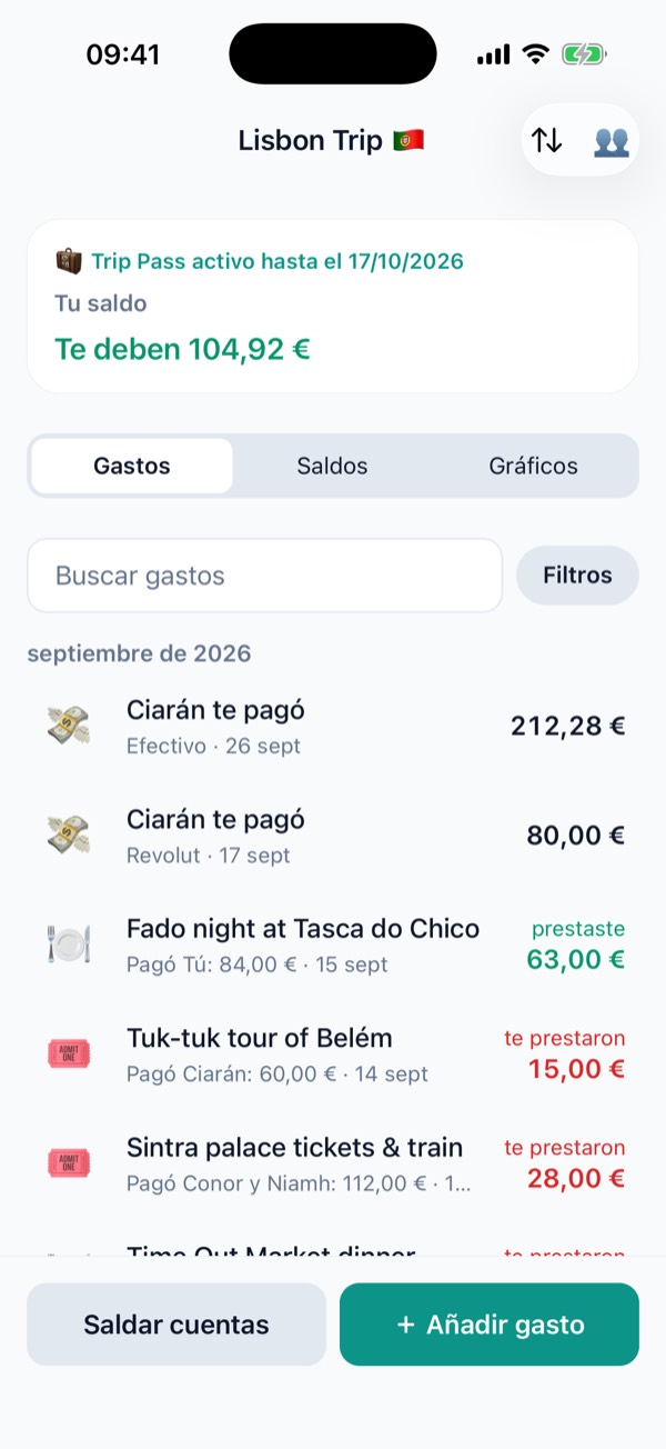 Lista de gastos del grupo