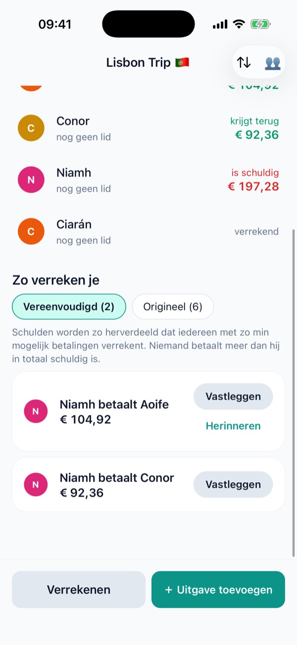 Vereenvoudigd verrekenplan